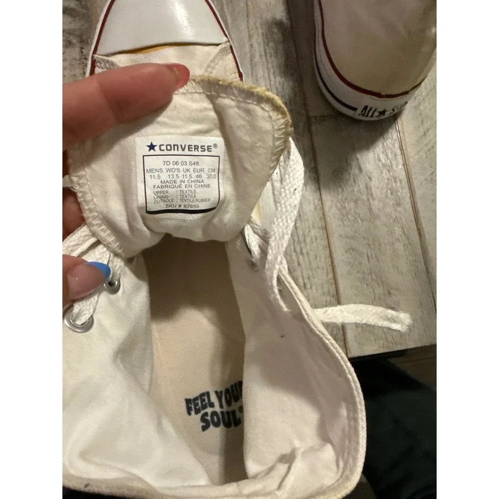 Converse Chuck Taylor All Star High Top White Canvas Sneakers Mens 11.5 X7650 - Picture 6 of 7